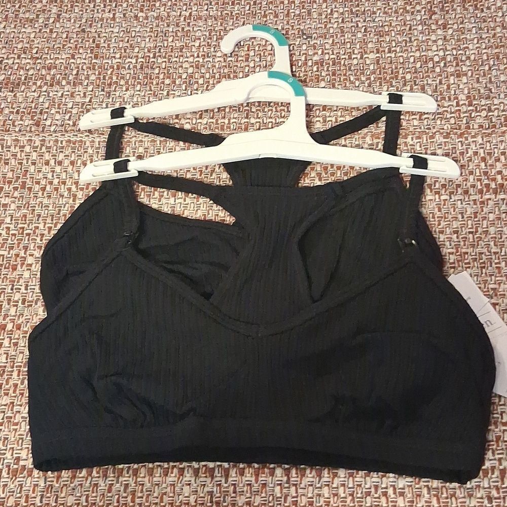 Two Auden Black Ribbed Nursing Bralette Small New With Tags